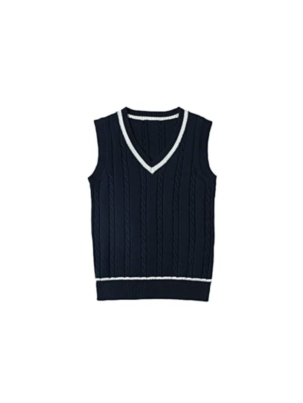 Cable Knit Sweater Vest V Neck Sleeveless Ribbed Pullover Tank Top